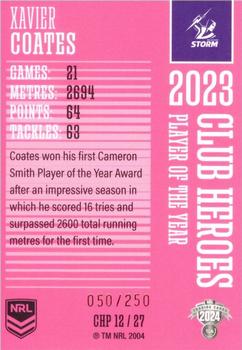 2024 NRL Traders Titanium - Club Heroes Pink #CHP12 Xavier Coates Back